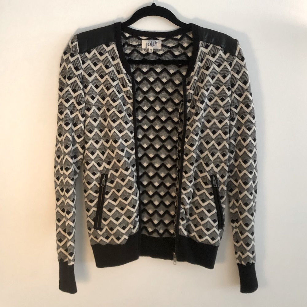 Jolt knit jacket with faux leather detail
